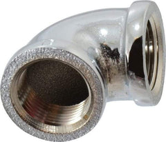 Merit Brass - Class 125, 3/4" Internal Pipe, Red Brass & Chrome 90° Street Elbow - FNPT x FNPT - Benchmark Tooling