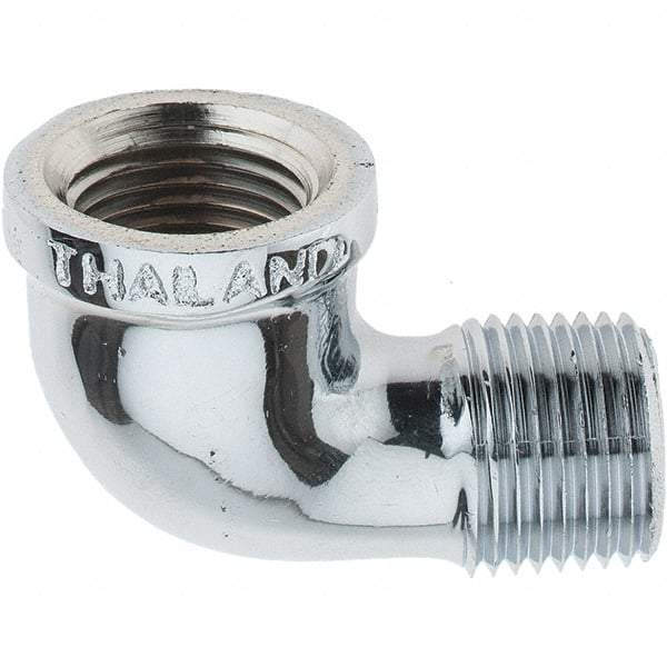 Merit Brass - Class 125, 1/2" Internal Pipe, Red Brass & Chrome 90° Street Elbow - FNPT x MNPT - Benchmark Tooling