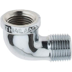 Merit Brass - Class 125, 1/2" Internal Pipe, Red Brass & Chrome 90° Street Elbow - FNPT x MNPT - Benchmark Tooling