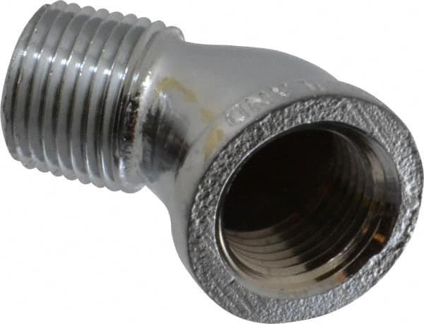 Merit Brass - Class 125, 1/2" Internal Pipe, Red Brass & Chrome 45° Street Elbow - FNPT x MNPT - Benchmark Tooling