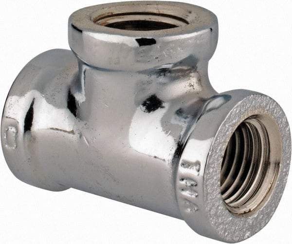 Merit Brass - Class 125, 1/4" Internal Pipe, Red Brass & Chrome Tee - FNPT x FNPT - Benchmark Tooling