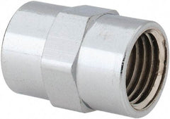 Merit Brass - Class 125, 1/4" Internal Pipe, Red Brass & Chrome Coupling - FNPT x FNPT - Benchmark Tooling