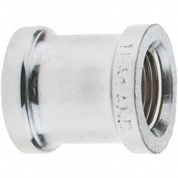 Merit Brass - Class 125, 3/8" Internal Pipe, Red Brass & Chrome Coupling - FNPT x FNPT - Benchmark Tooling