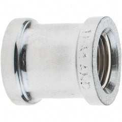 Merit Brass - Class 125, 3/8" Internal Pipe, Red Brass & Chrome Coupling - FNPT x FNPT - Benchmark Tooling