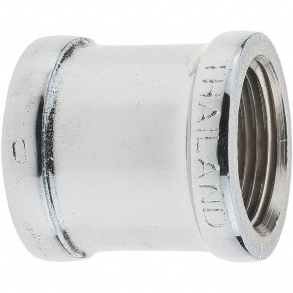 Merit Brass - Class 125, 1" Internal Pipe, Red Brass & Chrome Coupling - FNPT x FNPT - Benchmark Tooling