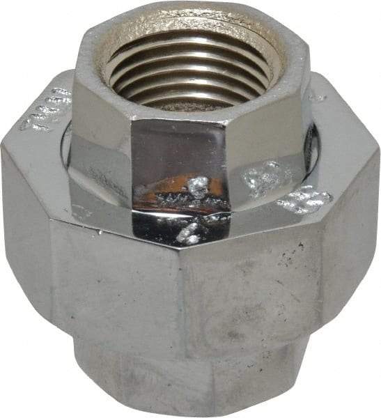 Merit Brass - Class 125, 1/2" Internal Pipe, Red Brass & Chrome Union - FNPT x FNPT - Benchmark Tooling