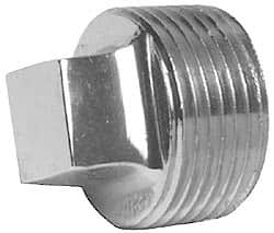 Merit Brass - Class 125, 1" Internal Pipe, Red Brass & Chrome Square Head Plug - MNPT - Benchmark Tooling