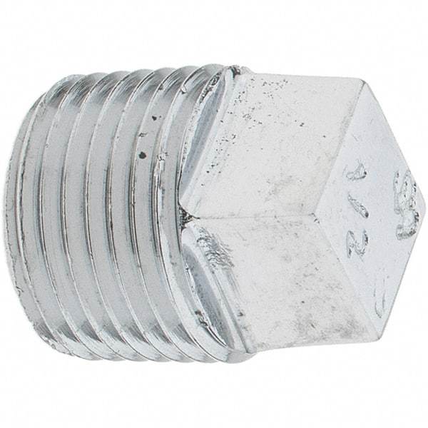 Merit Brass - Class 125, 1/2" Internal Pipe, Red Brass & Chrome Square Head Plug - MNPT - Benchmark Tooling