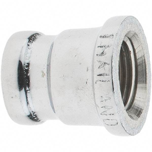 Merit Brass - Class 125, 3/8 x 1/4" Internal Pipe, Red Brass & Chrome Reducing Coupling - FNPT x FNPT - Benchmark Tooling