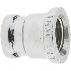 Merit Brass - Class 125, 3/8 x 1/4" Internal Pipe, Red Brass & Chrome Reducing Coupling - FNPT x FNPT - Benchmark Tooling
