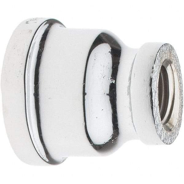 Merit Brass - Class 125, 1/2 x 1/4" Internal Pipe, Red Brass & Chrome Reducing Coupling - FNPT x FNPT - Benchmark Tooling