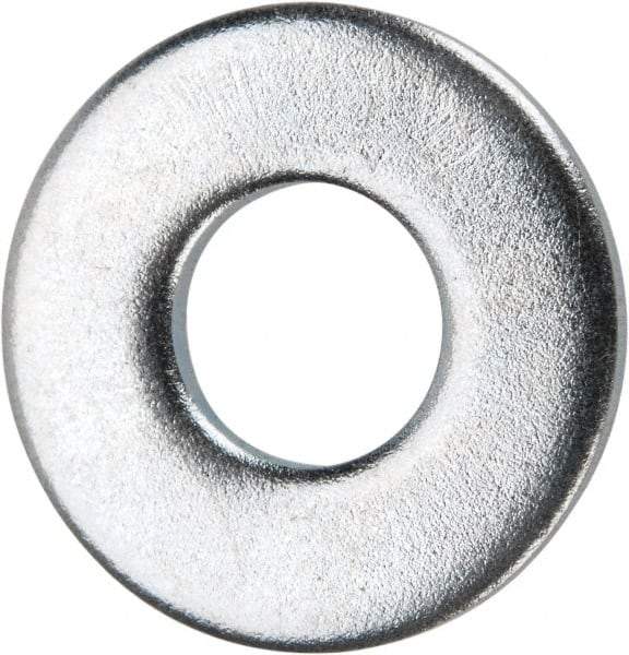 Value Collection - #10 Screw, Grade 2 Steel USS Flat Washer - 0.245" ID x 0.577" OD, 0.065" Thick, Zinc-Plated Finish - Benchmark Tooling
