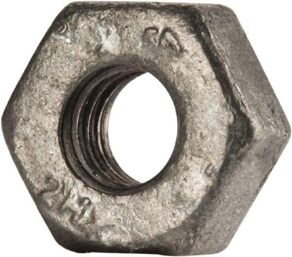 Value Collection - 1/4-20 UNC Steel Right Hand Heavy Hex Nut - 1/2" Across Flats, 15/64" High, Galvanized Finish - Benchmark Tooling