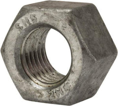 Value Collection - 7/8-9 UNC Steel Right Hand Heavy Hex Nut - 1-7/16" Across Flats, 55/64" High, Galvanized Finish - Benchmark Tooling