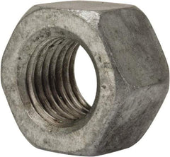 Value Collection - 1-8 UNC Steel Right Hand Heavy Hex Nut - 1-5/8" Across Flats, 63/64" High, Galvanized Finish - Benchmark Tooling