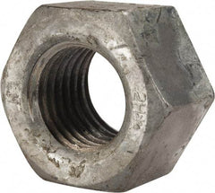 Value Collection - 1-3/8 - 6 UNC Steel Right Hand Heavy Hex Nut - 2-3/16" Across Flats, 1-11/32" High, Hot Dipped Galvanized Finish - Benchmark Tooling