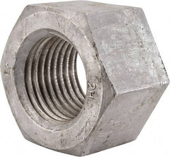 Value Collection - 2-1/2 - 4 UNC Steel Right Hand Heavy Hex Nut - 3-7/8" Across Flats, 2-29/64" High, Hot Dipped Galvanized Finish - Benchmark Tooling