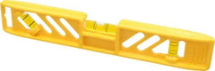 Empire Level - 9" Long 3 Vial Torpedo Level - Polycast, Yellow, 1 45°, 1 Level & 1 Plumb Vials - Benchmark Tooling