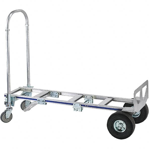 Wesco Industrial Products - 1,200 Lb Capacity 61-3/4" OAH Hand Truck - 18 x 7-1/2" Base Plate, Continuous Handle, Aluminum, Full Pneumatic Wheels - Benchmark Tooling