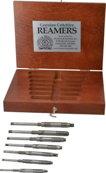 Made in USA - #110 to #104 Diam, 1/4 to 15/32" Variable Diam, Straight Shank, Adjustable Hand Reamer Set - High Speed Steel, Bright Finish, 7 Pieces - Benchmark Tooling