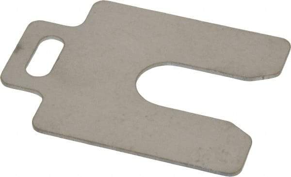 Made in USA - 10 Piece, 2 Inch Long x 2 Inch Wide x 0.05 Inch Thick, Slotted Shim Stock - Stainless Steel, 5/8 Inch Wide Slot - Benchmark Tooling