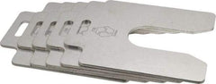 Made in USA - 5 Piece, 4 Inch Long x 4 Inch Wide x 0.1 Inch Thick, Slotted Shim Stock - Stainless Steel, 1-1/4 Inch Wide Slot - Benchmark Tooling