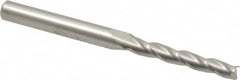 Accupro - 0.5° Taper Angle per Side, 3/16" Small End Diam, 1-1/4" LOC, Solid Carbide 3 Flute Tapered Square End Mill - 3" OAL, 1/4" Shank Diam, Spiral Flute - Benchmark Tooling