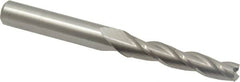 Accupro - 0.5° Taper Angle per Side, 1/4" Small End Diam, 1-1/4" LOC, Solid Carbide 3 Flute Tapered Square End Mill - 3" OAL, 3/8" Shank Diam, Spiral Flute - Benchmark Tooling