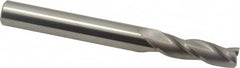 Accupro - 0.5° Taper Angle per Side, 3/8" Small End Diam, 1-1/4" LOC, Solid Carbide 3 Flute Tapered Square End Mill - 3-1/2" OAL, 1/2" Shank Diam, Spiral Flute - Benchmark Tooling