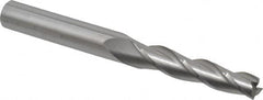 Accupro - 1° Taper Angle per Side, 1/4" Small End Diam, 1-1/4" LOC, Solid Carbide 3 Flute Tapered Square End Mill - 3" OAL, 3/8" Shank Diam, Spiral Flute - Benchmark Tooling
