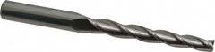 Accupro - 1° Taper Angle per Side, 1/4" Small End Diam, 2-1/4" LOC, Solid Carbide 3 Flute Tapered Square End Mill - 4-1/2" OAL, 3/8" Shank Diam, Spiral Flute - Benchmark Tooling