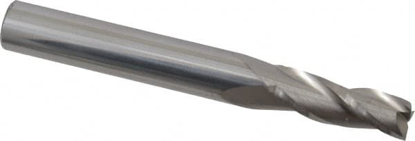 Accupro - 1.5° Taper Angle per Side, 1/4" Small End Diam, 3/4" LOC, Solid Carbide 3 Flute Tapered Square End Mill - 2-1/2" OAL, 5/16" Shank Diam - Benchmark Tooling