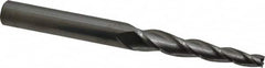 Accupro - 3° Taper Angle per Side, 1/4" Small End Diam, 2-1/4" LOC, Solid Carbide 3 Flute Tapered Square End Mill - 4-1/2" OAL, 1/2" Shank Diam, Spiral Flute - Benchmark Tooling