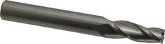 Accupro - 3° Taper Angle per Side, 3/8" Small End Diam, 1-1/4" LOC, Solid Carbide 3 Flute Tapered Square End Mill - 4" OAL, 1/2" Shank Diam - Benchmark Tooling
