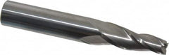 Accupro - 5° Taper Angle per Side, 1/4" Small End Diam, 1" LOC, Solid Carbide 3 Flute Tapered Square End Mill - 3" OAL, 7/16" Shank Diam, Spiral Flute - Benchmark Tooling