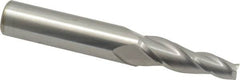 Accupro - 5° Taper Angle per Side, 1/4" Small End Diam, 1-1/4" LOC, Solid Carbide 3 Flute Tapered Square End Mill - 3-1/2" OAL, 1/2" Shank Diam, Spiral Flute - Benchmark Tooling