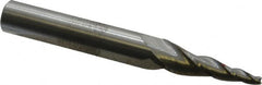 Accupro - 7° Taper Angle per Side, 1/8" Small End Diam, 1-1/2" LOC, Solid Carbide 3 Flute Tapered Square End Mill - 3-1/2" OAL, 1/2" Shank Diam, Spiral Flute - Benchmark Tooling