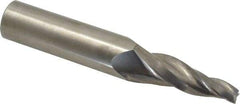 Accupro - 7° Taper Angle per Side, 3/8" Small End Diam, 2-1/2" LOC, Solid Carbide 3 Flute Tapered Square End Mill - 5" OAL, 1" Shank Diam - Benchmark Tooling