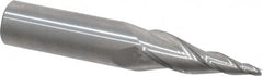 Accupro - 10° Taper Angle per Side, 3/32" Small End Diam, 1-1/2" LOC, Solid Carbide 3 Flute Tapered Square End Mill - 3-1/2" OAL, 5/8" Shank Diam - Benchmark Tooling