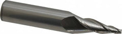 Accupro - 10° Taper Angle per Side, 1/8" Small End Diam, 1-1/4" LOC, Solid Carbide 3 Flute Tapered Square End Mill - 3-1/2" OAL, 5/8" Shank Diam, Spiral Flute - Benchmark Tooling