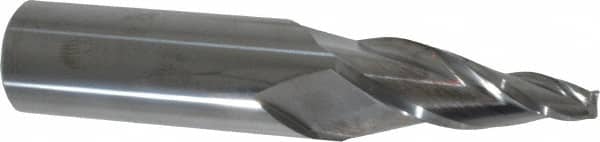 Accupro - 10° Taper Angle per Side, 1/4" Small End Diam, 2" LOC, Solid Carbide 3 Flute Tapered Square End Mill - 5" OAL, 1" Shank Diam - Benchmark Tooling
