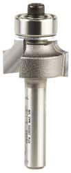 Amana Tool - 3/4" Cut Diam, 3/8" Length of Cut, 2 Flute Round-Over Edge Profile Router Bit - Carbide-Tipped, 1/4" Shank Diam, 2" OAL, Uncoated - Benchmark Tooling