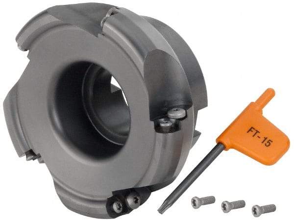 Kennametal - 101.6mm Cut Diam, 6mm Max Depth, 1-1/4" Arbor Hole, 5 Inserts, RD.. 12T3... Insert Style, Indexable Copy Face Mill - KDM400 Cutter Style, 50.04mm High, Series KDM - Benchmark Tooling