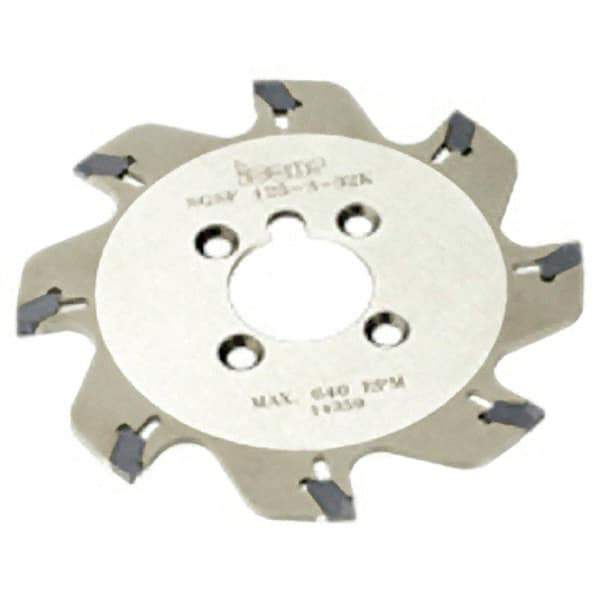 Iscar - Arbor Hole Connection, 0.3937" Depth of Cut, 50mm Cutter Diam, 0.315" Hole Diam, 4 Tooth Indexable Slotting Cutter - SGSF Toolholder, GSFN Insert - Benchmark Tooling