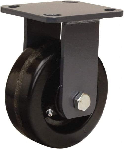 Hamilton - 5" Diam x 2" Wide x 6-1/2" OAH Top Plate Mount Rigid Caster - Phenolic, 1,000 Lb Capacity, Straight Roller Bearing, 4 x 4-1/2" Plate - Benchmark Tooling