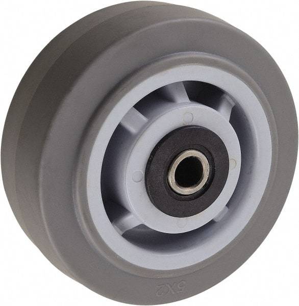 Value Collection - 5 Inch Diameter x 2 Inch Wide, Solid Rubber Caster Wheel - 350 Lb. Capacity, 2-3/16 Inch Hub Length, 1/2 Inch Axle Diameter, Roller Bearing - Benchmark Tooling
