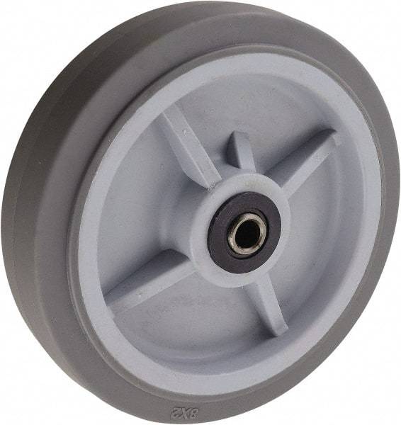 Value Collection - 8 Inch Diameter x 2 Inch Wide, Solid Rubber Caster Wheel - 500 Lb. Capacity, 2-3/16 Inch Hub Length, 1/2 Inch Axle Diameter, Roller Bearing - Benchmark Tooling