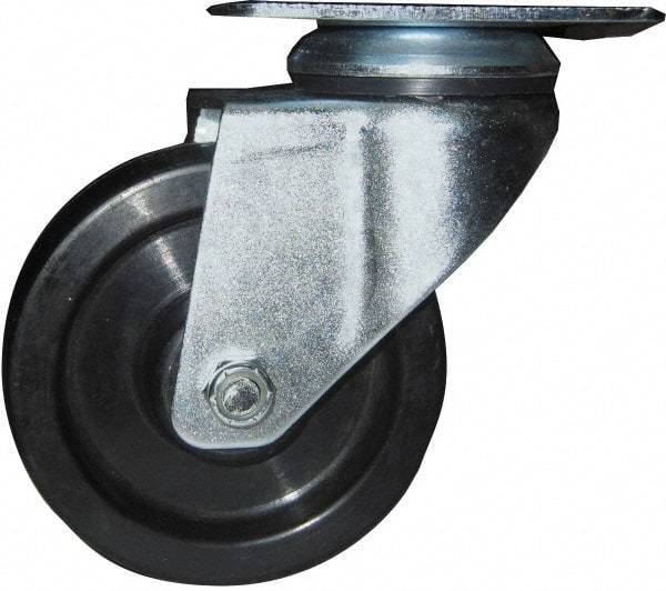 Value Collection - 4" Diam x 1-1/4" Wide x 5" OAH Top Plate Mount Swivel Caster - Rubber on Steel, 400 Lb Capacity, 4 x 5-1/8" Plate - Benchmark Tooling