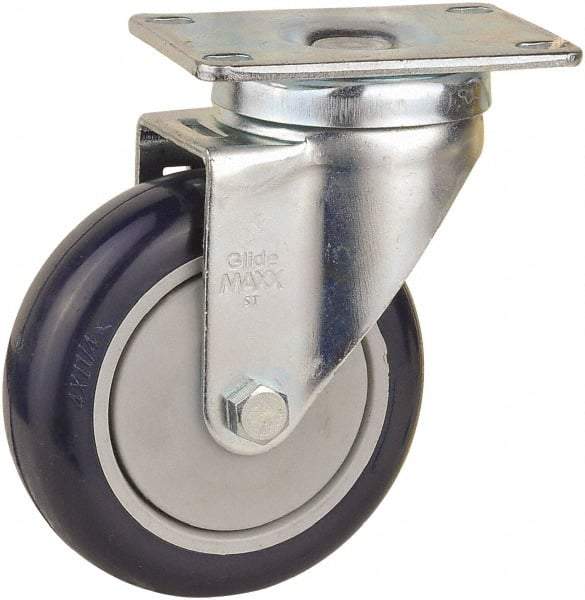 Value Collection - 4" Diam x 1-1/4" Wide x 5-13/32" OAH Top Plate Mount Swivel Caster - Polyurethane, 230 Lb Capacity, Ball Bearing, 2-7/8 x 3-5/8" Plate - Benchmark Tooling