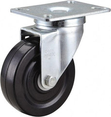 Value Collection - 4" Diam x 1-1/4" Wide x 5-1/8" OAH Top Plate Mount Swivel Caster - Hard Rubber, 200 Lb Capacity, Ball Bearing, 3-1/4 x 4" Plate - Benchmark Tooling